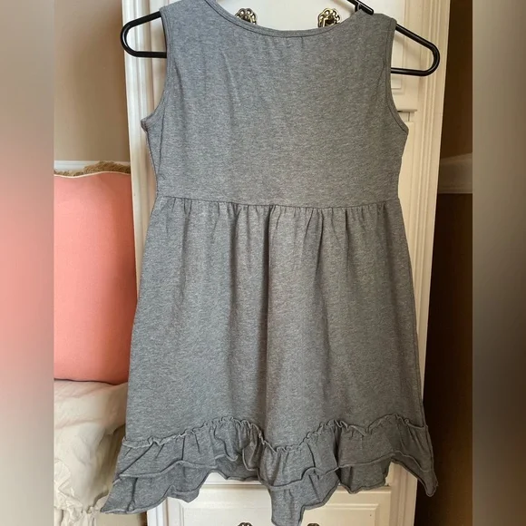 Gray Sleeveless Knit Ruffle Dress - Picture 4 of 4